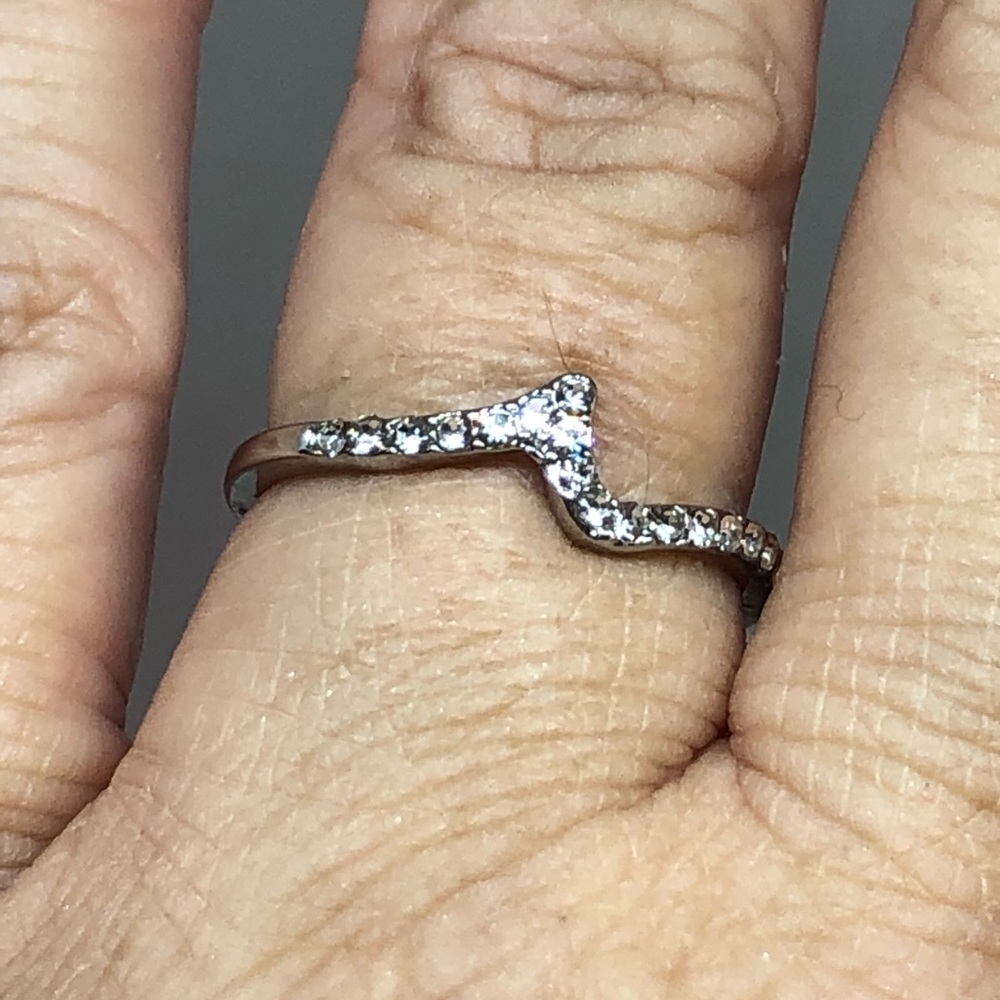 Silver/Cz Wave Stackable Ring - image 6